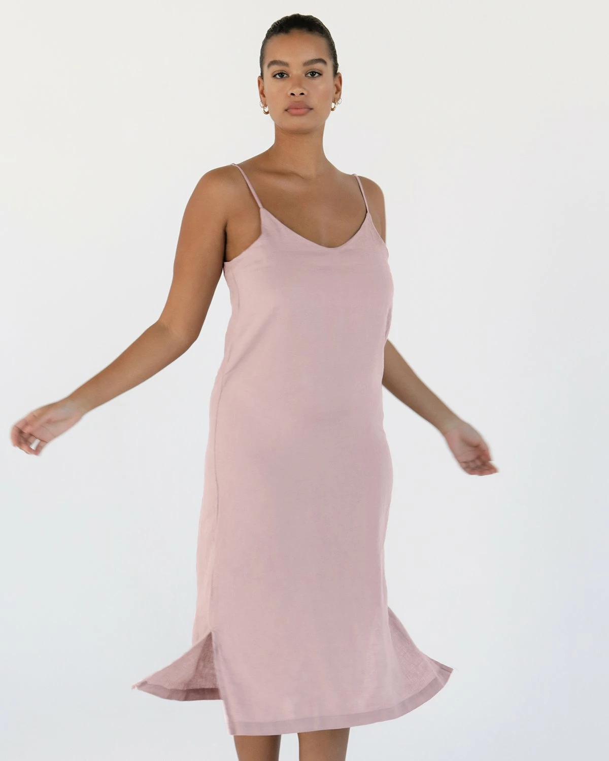 Lavender 100% French Flax Linen Midi Dress 1 Lavender 100% French Flax Linen Midi Dress