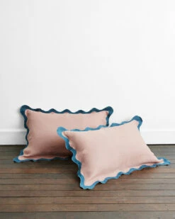 Lavender & Petrol 100% French Flax Linen Scalloped Pillowcases (Set Of Two)