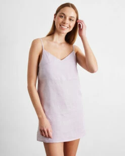 Lilac 100% French Flax Linen Slip