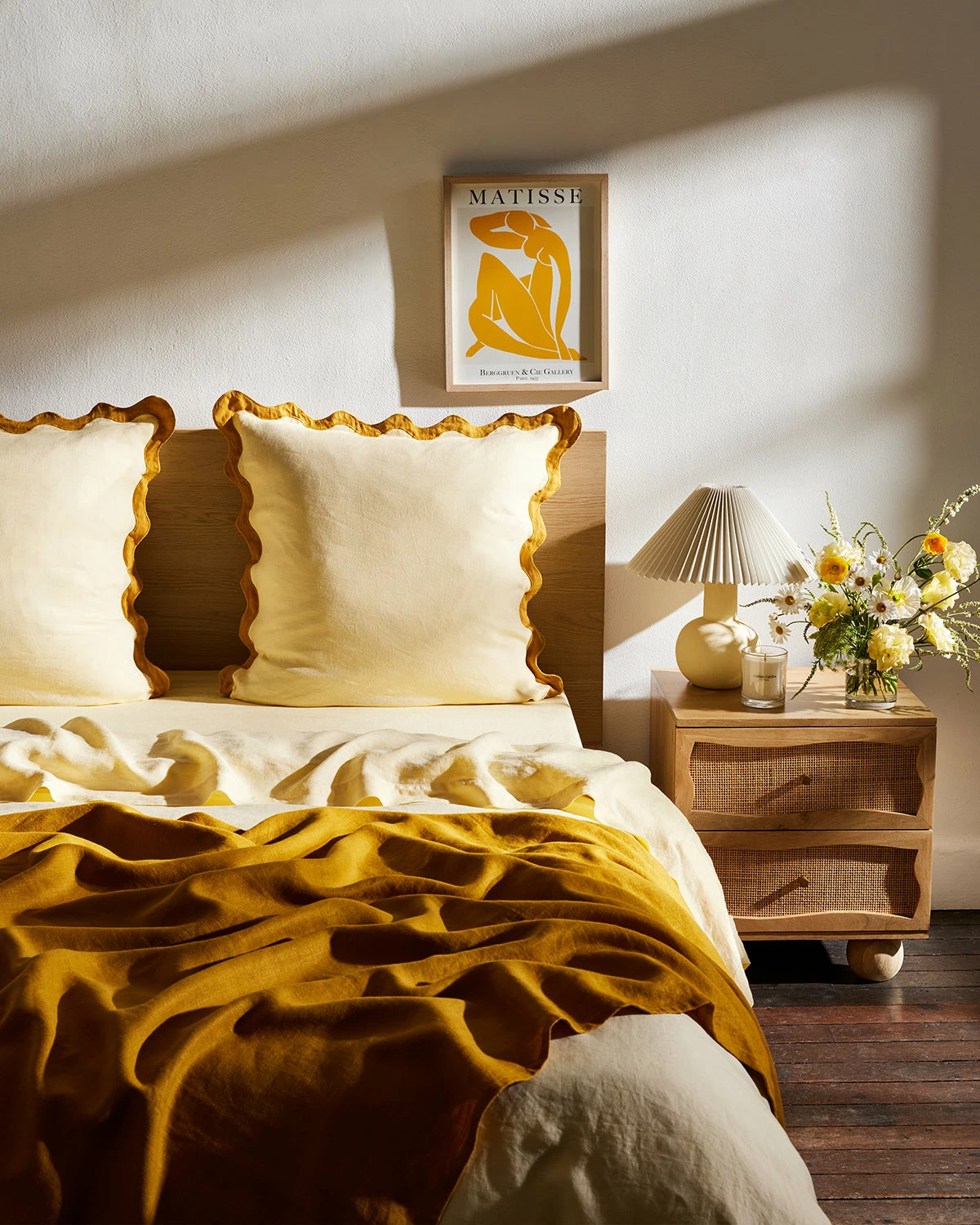 Limoncello & Turmeric 100% French Flax Linen Scalloped European Pillowcases (Set Of Two) 2 Limoncello & Turmeric 100% French Flax Linen Scalloped European Pillowcases (Set Of Two) - Image 2