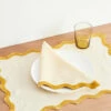 Limoncello & Turmeric 100% French Flax Linen Scalloped Napkins (Set Of Four)