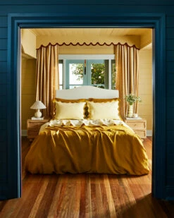 Limoncello & Turmeric 100% French Flax Linen Scalloped Pillowcases (Set Of Two) -Bed Linings Sales Store limtur5