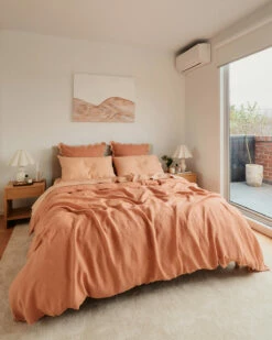 Hazelnut & Terracotta 100% French Flax Linen Scalloped European Pillowcases (Set Of Two) 9 Hazelnut & Terracotta 100% French Flax Linen Scalloped European Pillowcases (Set Of Two) -Bed Linings Sales Store maria bedding1