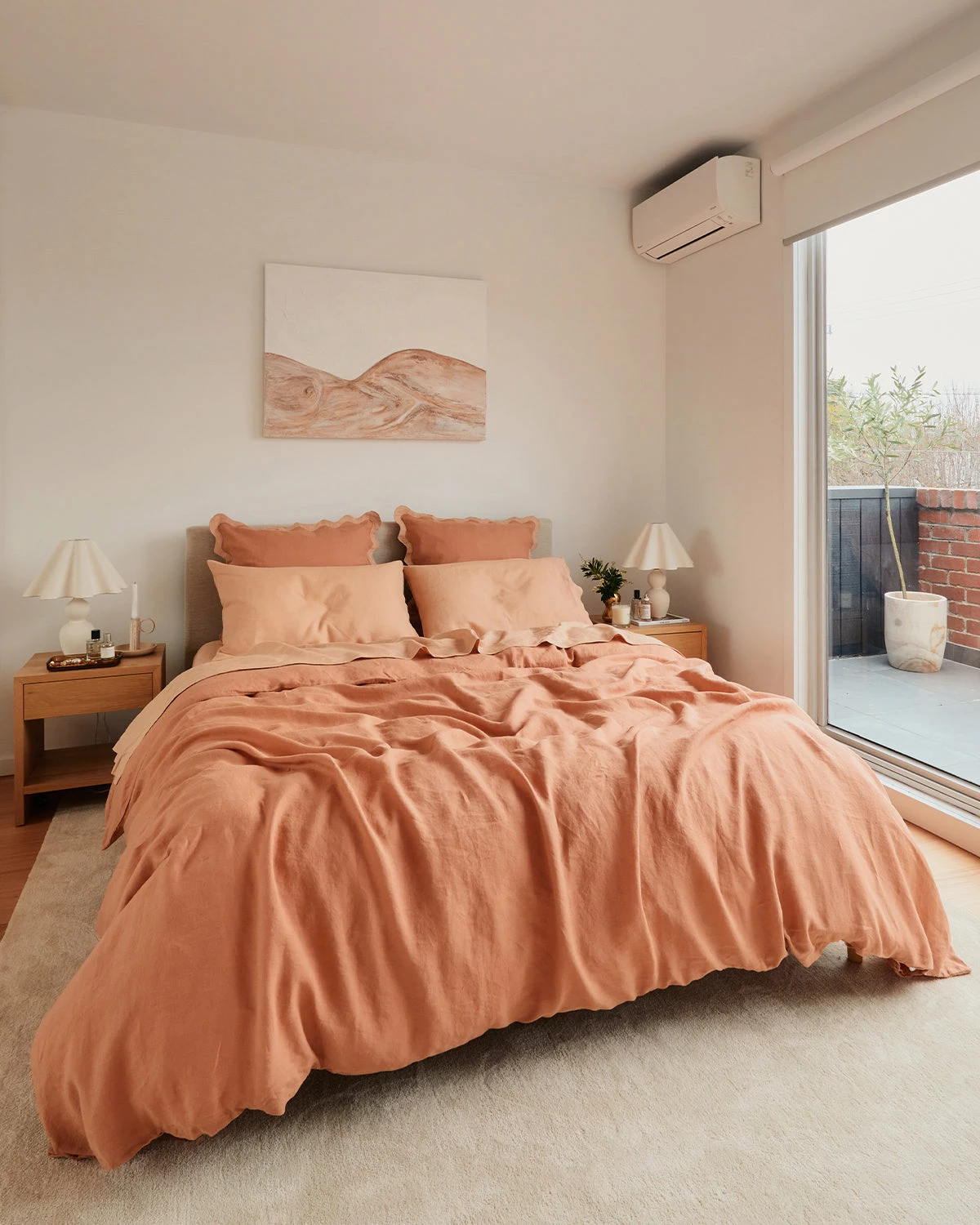 Hazelnut & Terracotta 100% French Flax Linen Scalloped European Pillowcases (Set Of Two) 5 Hazelnut & Terracotta 100% French Flax Linen Scalloped European Pillowcases (Set Of Two) - Image 5