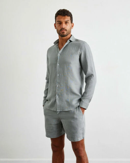 Mineral 100% French Flax Linen Men's Shorts -Bed Linings Sales Store min 1