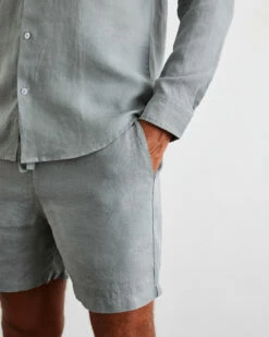 Mineral 100% French Flax Linen Men's Shorts -Bed Linings Sales Store min 3