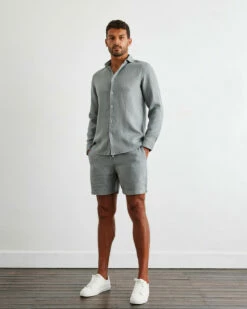 Mineral 100% French Flax Linen Men's Long Sleeve Shirt 6 Mineral 100% French Flax Linen Men's Long Sleeve Shirt -Bed Linings Sales Store min lss3