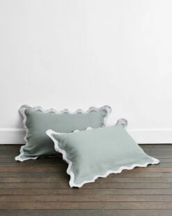 Mineral & Lilac 100% French Flax Linen Scalloped Pillowcases (Set Of Two)