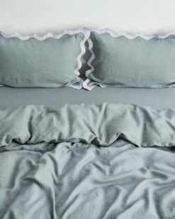 Mineral & Lilac 100% French Flax Linen Scalloped Pillowcases (Set Of Two) -Bed Linings Sales Store minlil3