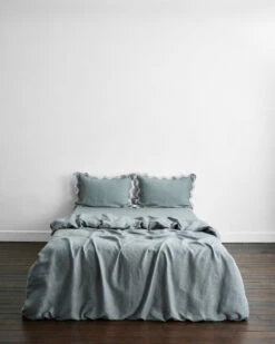 Mineral & Lilac 100% French Flax Linen Scalloped Pillowcases (Set Of Two) -Bed Linings Sales Store minlil4