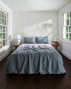 Mineral & Lilac 100% French Flax Linen Scalloped Pillowcases (Set Of Two) -Bed Linings Sales Store minlil5