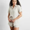 Oatmeal 100% French Flax Linen Short Sleeve Shirt