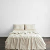 Oatmeal & White Stripe 100% French Flax Linen Bedding Set