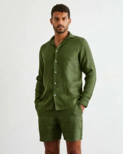 Olive 100% French Flax Linen Men's Shorts