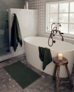 Olive 100% French Flax Linen Bath Mat -Bed Linings Sales Store olivebath