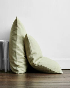 Sage & Olive Stripe 100% French Flax Linen Pillowcases (Set Of Two)