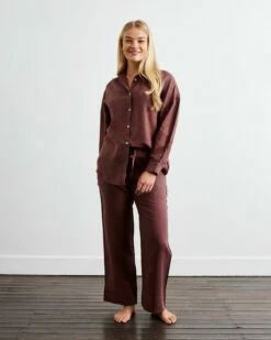 Cacao 100% French Flax Linen Pants -Bed Linings Sales Store pants 03