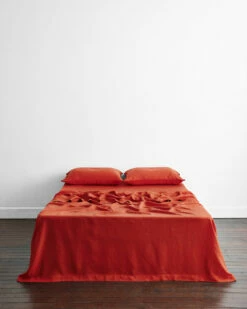 Paprika 100% French Flax Linen Flat Sheet