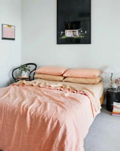 Peach 100% French Flax Linen Duvet Cover -Bed Linings Sales Store peach 28867780 22e4 4e83 a6ac 75778cafe73a