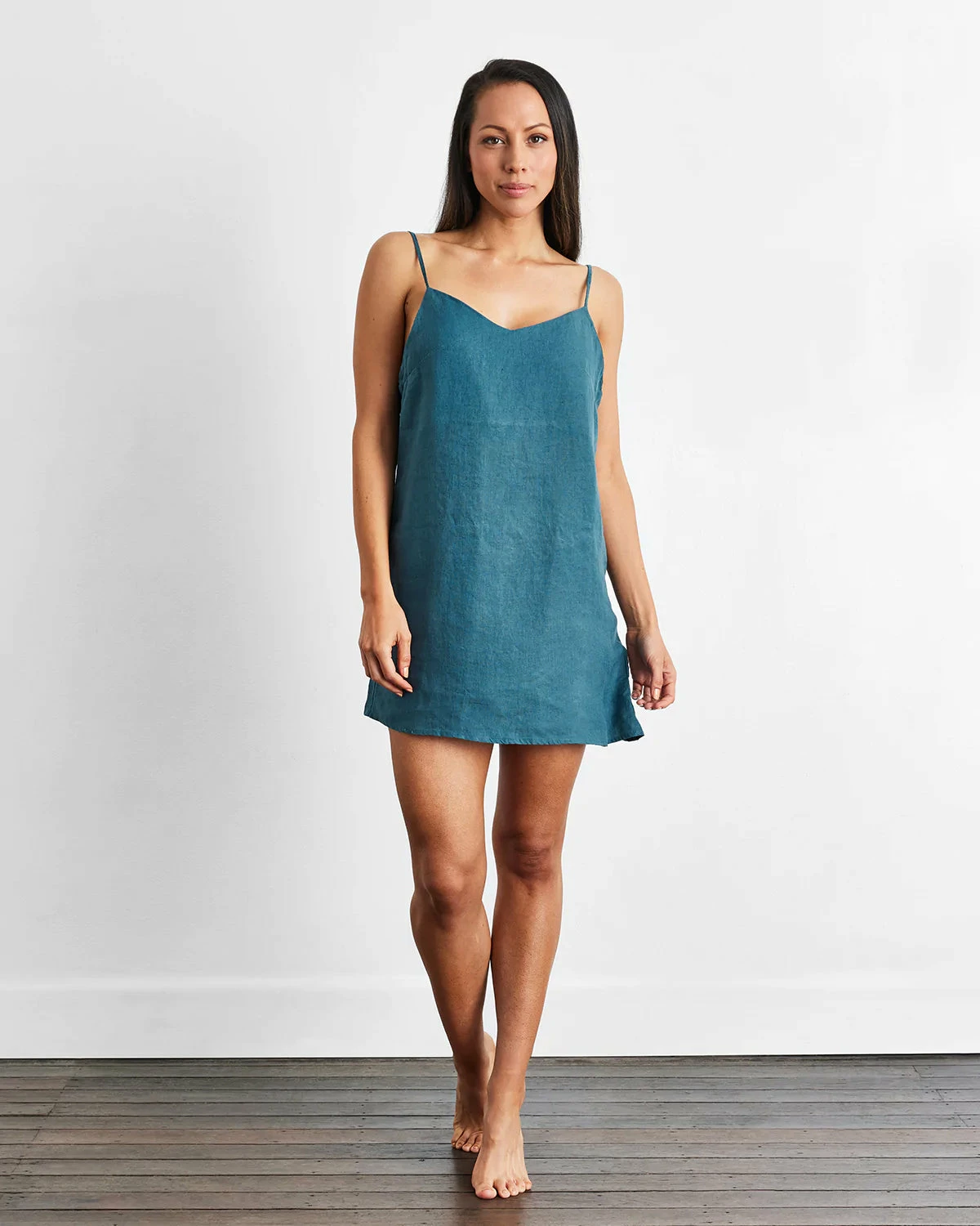 Petrol 100% French Flax Linen Slip 2 Petrol 100% French Flax Linen Slip - Image 2