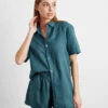 Petrol 100% French Flax Linen Short Sleeve Shirt