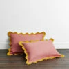 Pink Clay & Turmeric 100% French Flax Linen Scalloped Pillowcases (Set Of Two)