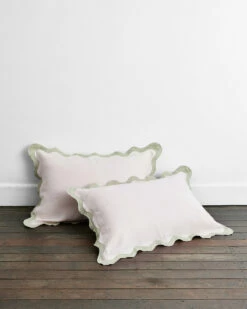 Rosewater & Sage 100% French Flax Linen Scalloped Pillowcases (Set Of Two)