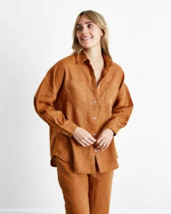 Rust 100% French Flax Linen Long Sleeve Shirt 6 Rust 100% French Flax Linen Long Sleeve Shirt -Bed Linings Sales Store rust 03 57d59a3f 858e 49fc a775 033ee2e7c518