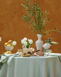 Sage 100% French Flax Linen Tablecloth -Bed Linings Sales Store sage 2