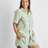 Sage 100% French Flax Linen Shorts