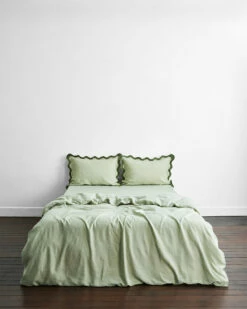 Sage & Olive 100% French Flax Linen Scalloped Pillowcases (Set Of Two) -Bed Linings Sales Store sagoli4