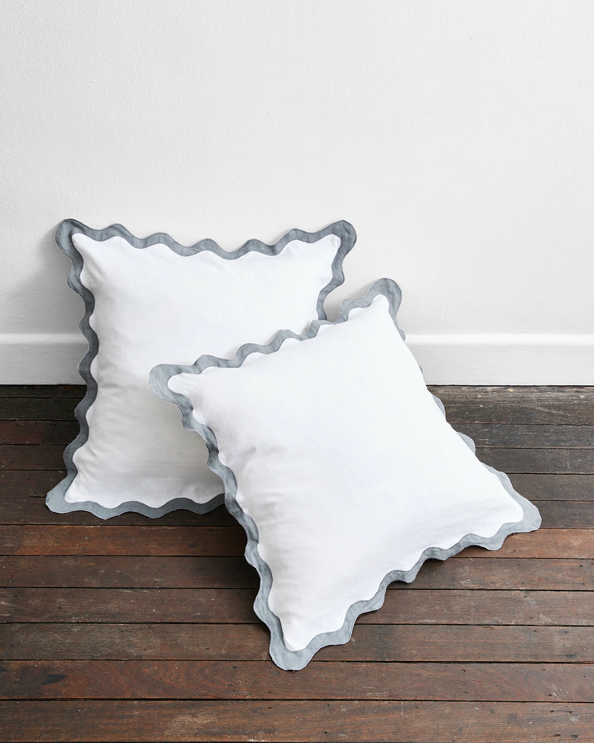 White & Mineral 100% French Flax Linen Scalloped European Pillowcases (Set Of Two) 1 White & Mineral 100% French Flax Linen Scalloped European Pillowcases (Set Of Two)