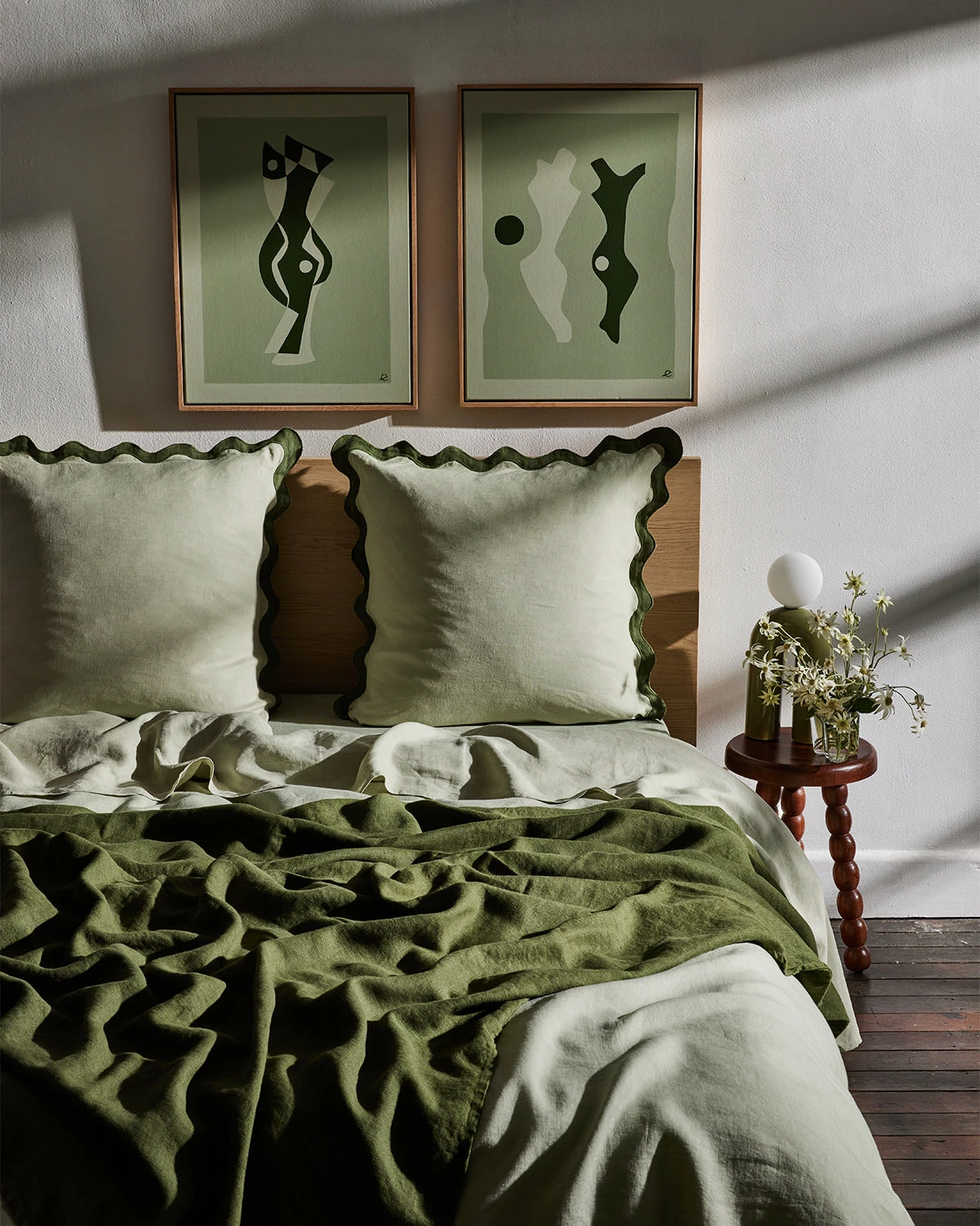 Sage & Olive 100% French Flax Linen Scalloped European Pillowcases (Set Of Two) 2 Sage & Olive 100% French Flax Linen Scalloped European Pillowcases (Set Of Two) - Image 2