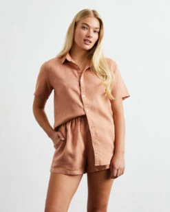 Hazelnut 100% French Flax Linen Shorts