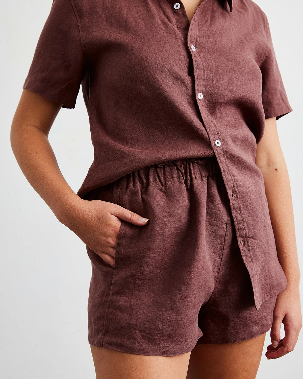 Cacao 100% French Flax Linen Shorts 2 Cacao 100% French Flax Linen Shorts - Image 2