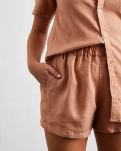 Hazelnut 100% French Flax Linen Shorts -Bed Linings Sales Store shorts 03 b7686ea1 db90 42a6 b1fd 0fec1339897d