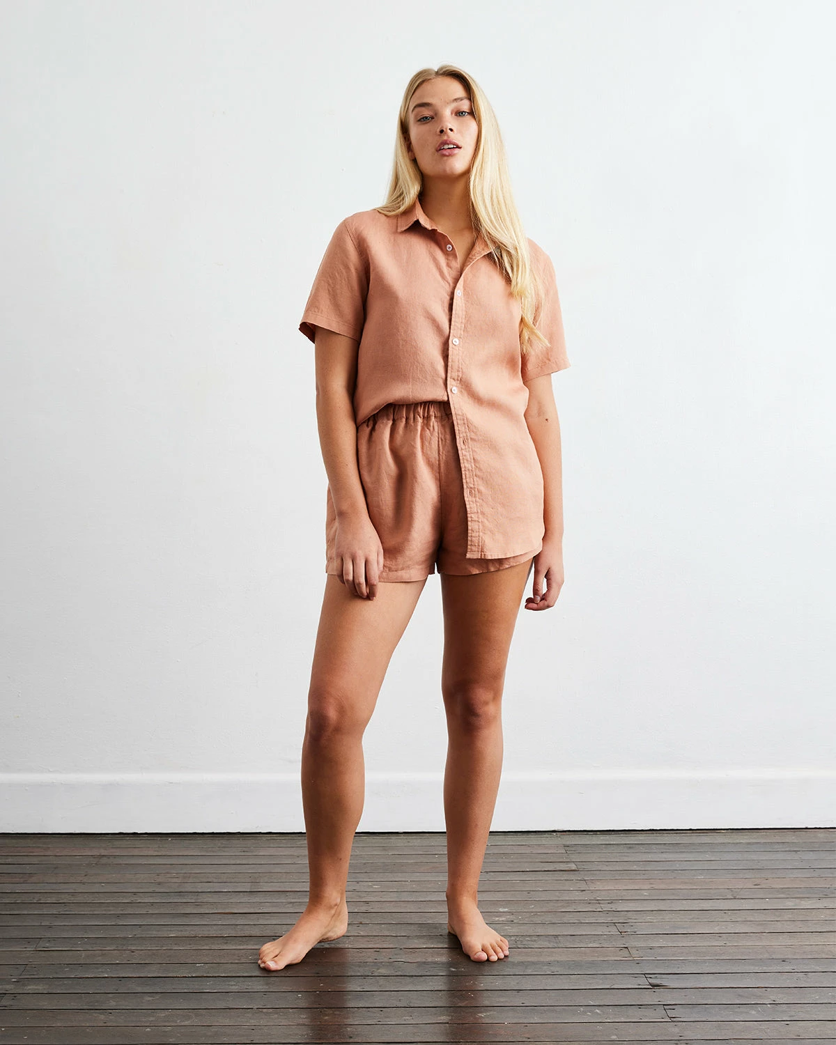 Hazelnut 100% French Flax Linen Short Sleeve Shirt 3 Hazelnut 100% French Flax Linen Short Sleeve Shirt - Image 3