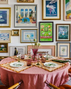 Terracotta & Rust 100% French Flax Linen Scalloped Placemats (Set Of Four) -Bed Linings Sales Store table 11