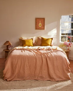 Terracotta 100% French Flax Linen Bedding Set -Bed Linings Sales Store terracotta limon bed pdp