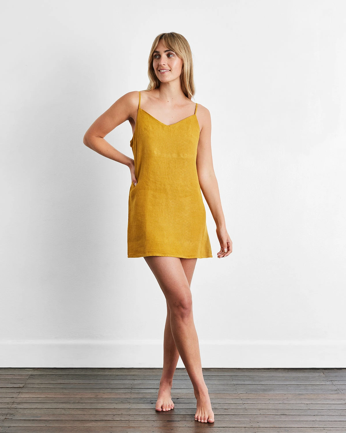 Turmeric 100% French Flax Linen Slip 2 Turmeric 100% French Flax Linen Slip - Image 2