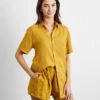 Turmeric 100% French Flax Linen Short Sleeve Shirt