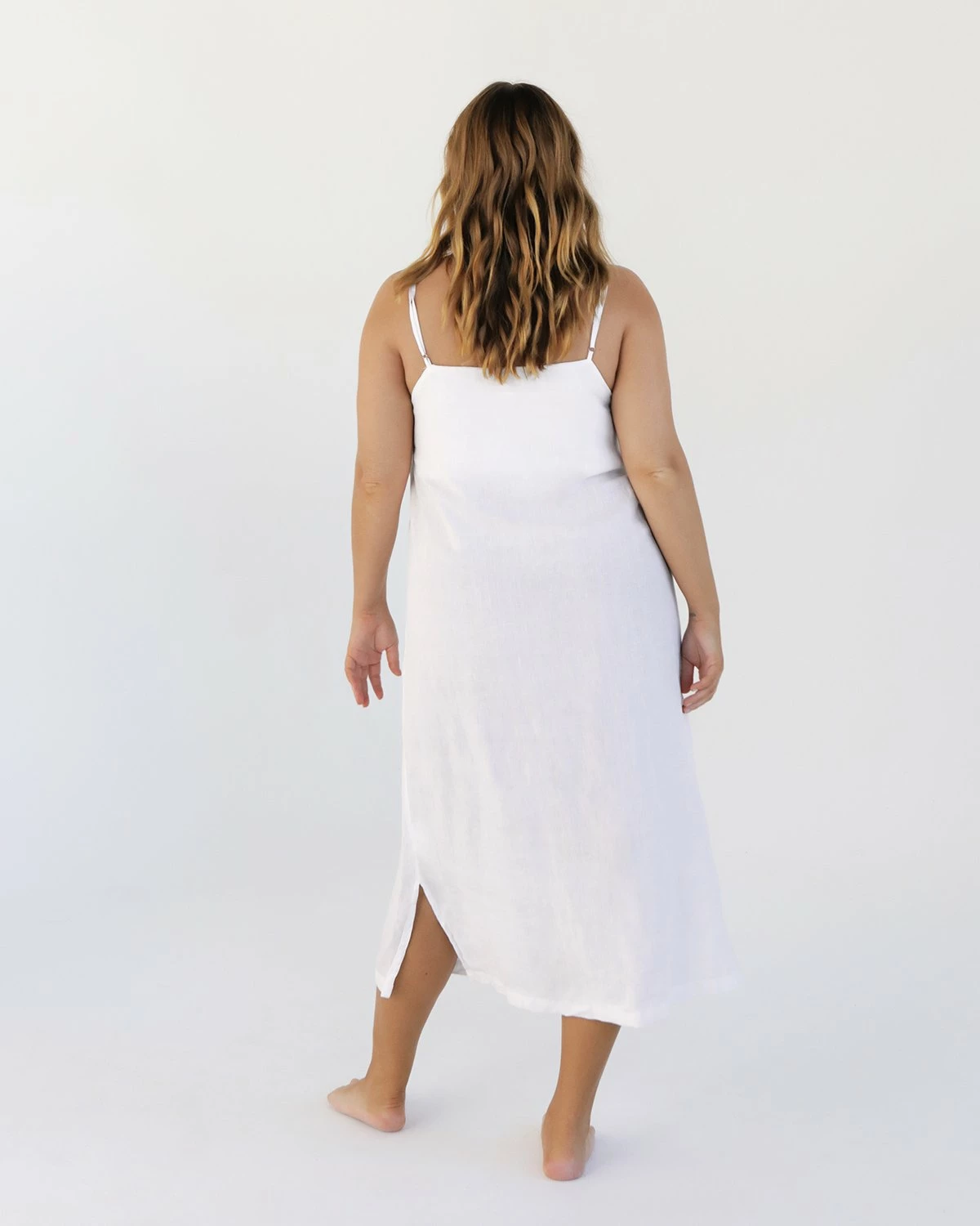 White 100% French Flax Linen Midi Dress 3 White 100% French Flax Linen Midi Dress - Image 3