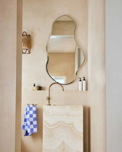 Wildflower & White Check 100% French Flax Linen Terry Hand And Face Towel