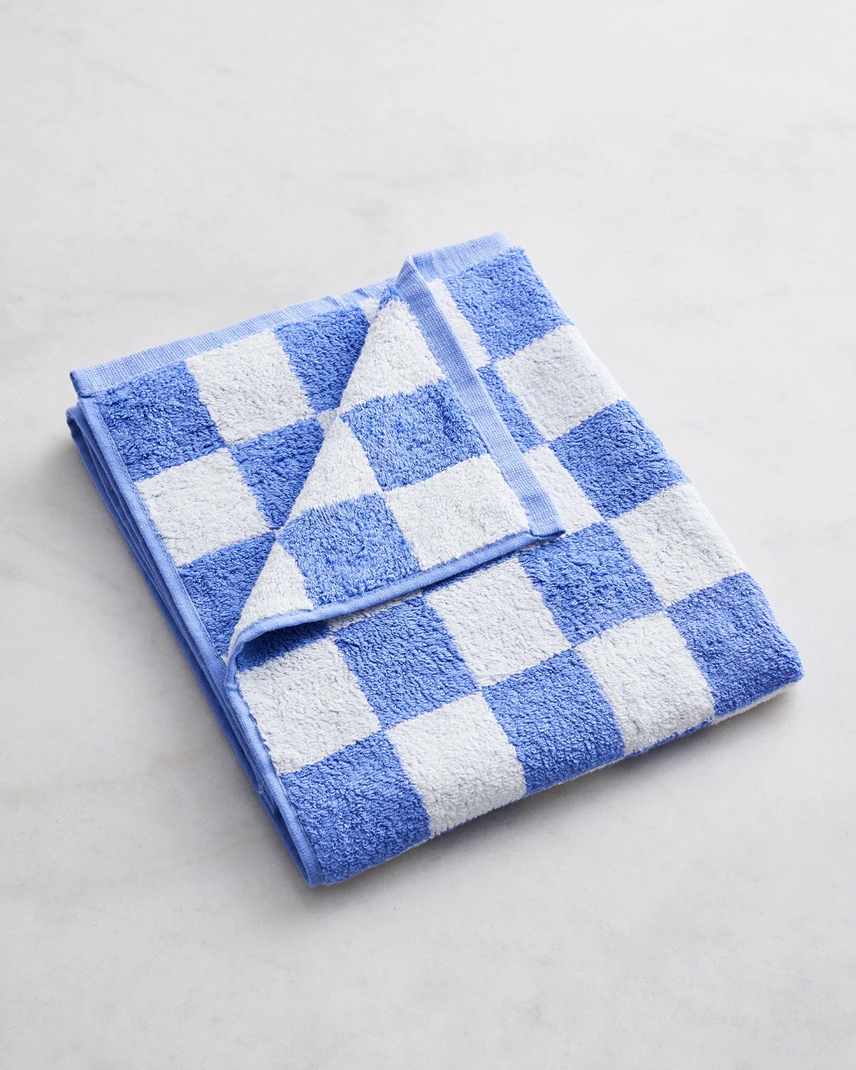 Wildflower & White Check 100% French Flax Linen Terry Bath Mat 2 Wildflower & White Check 100% French Flax Linen Terry Bath Mat - Image 2